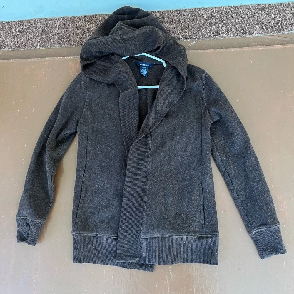 Brown Ralph Lauren hooded Shawl Collar Cardigan. Youth Large (12/14)